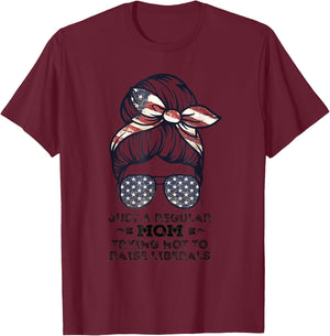 Just A Regular Mom Trying Not To Raise Liberals Republican T-Shirt - T-Shirt | Maroon