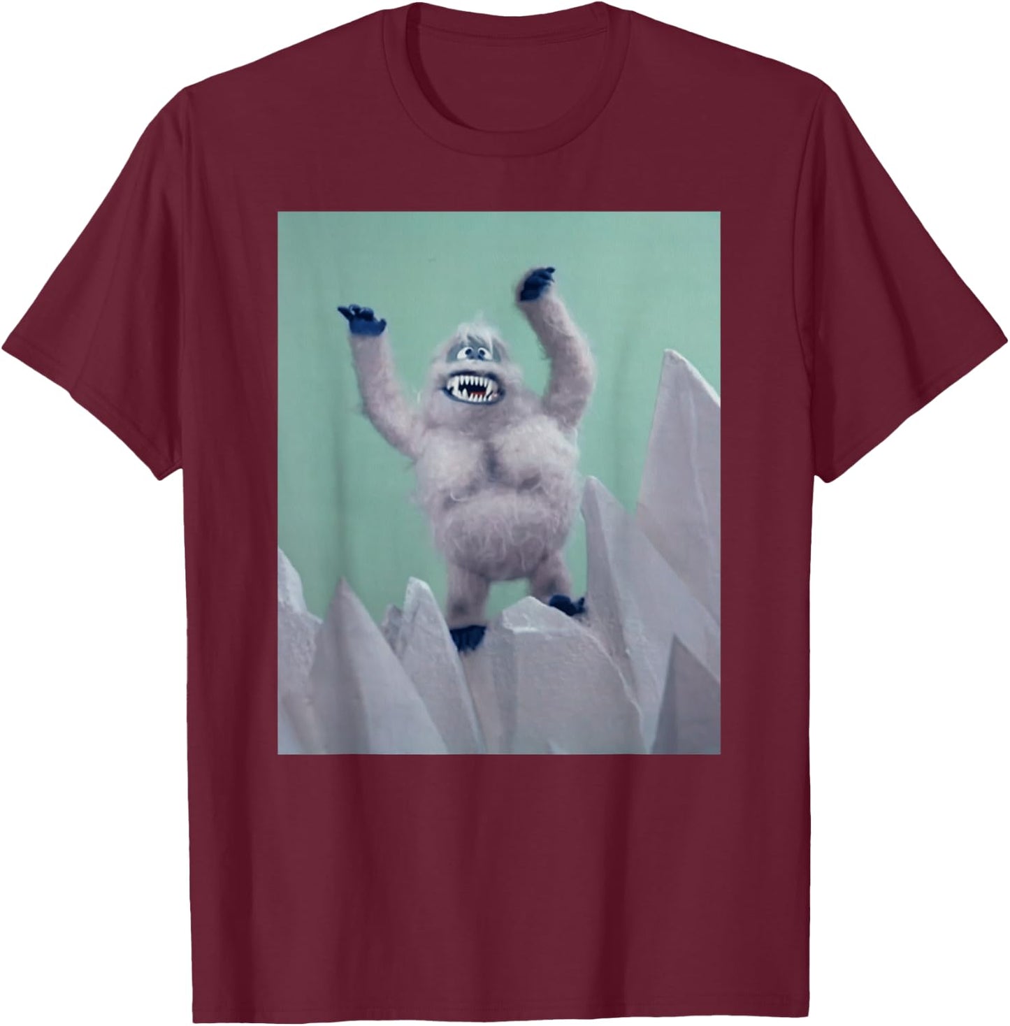 Funny Retro TV Shirts Retro Abominable Snowman - Black -Adults Classic Fit Short Sleeve Christmas - Small T-Shirt - T-Shirt | Maroon