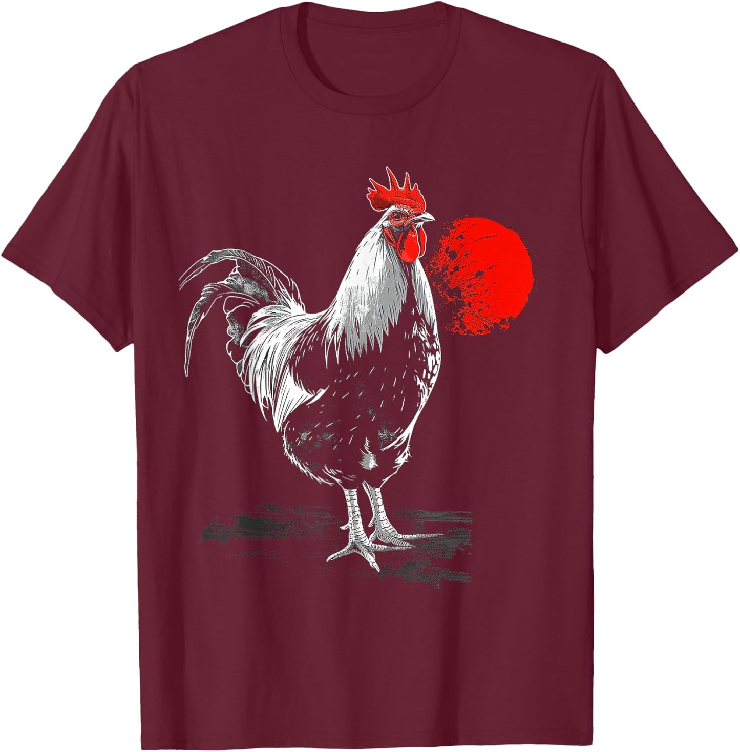 Chicken Drawing Animal Art Graphic Chicken T-Shirt - T-Shirt | Maroon