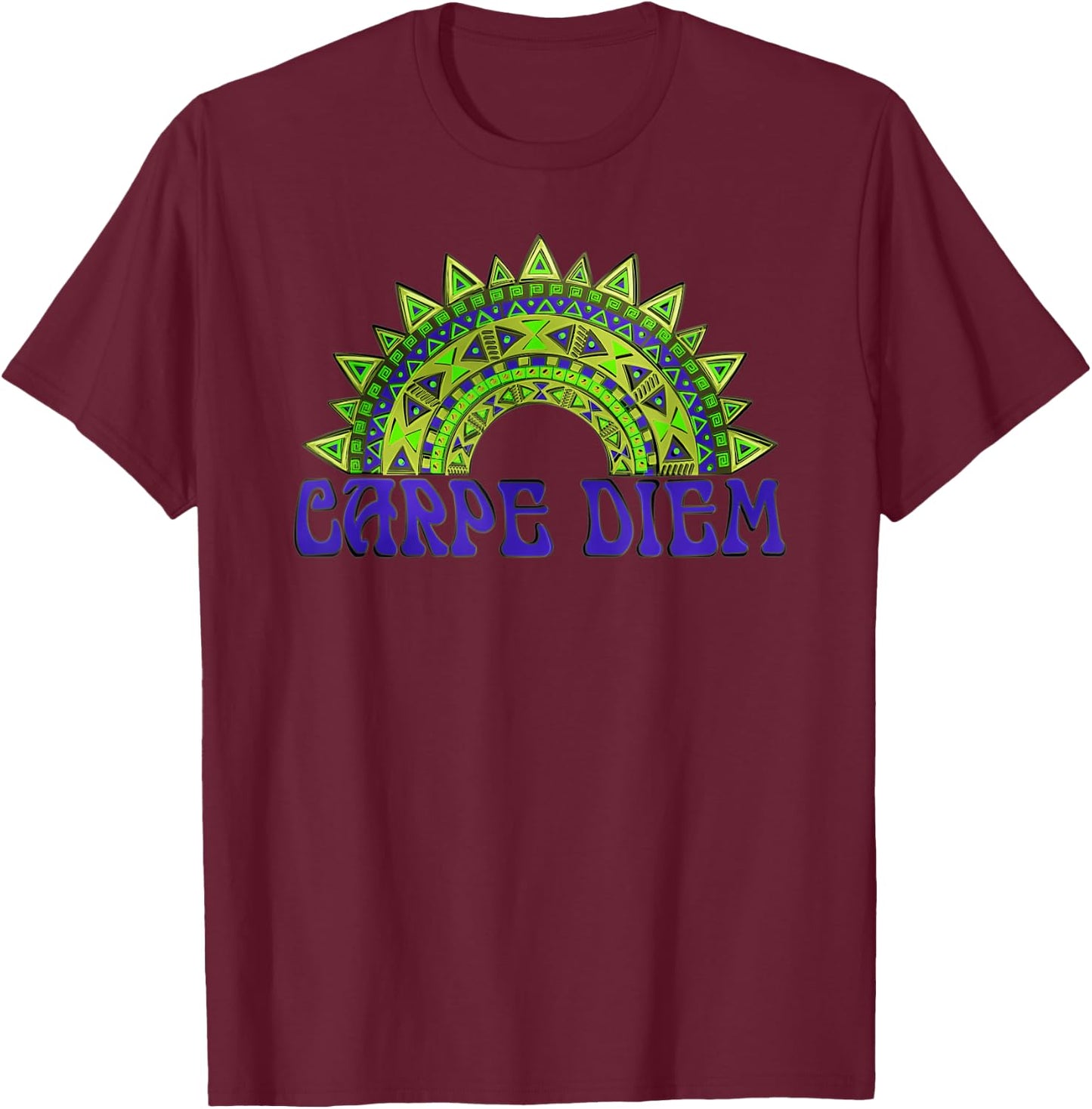 CARPE DIEM Latin - Indigenous Mandala 6 - Fan Fun T-Shirt - T-Shirt | Maroon