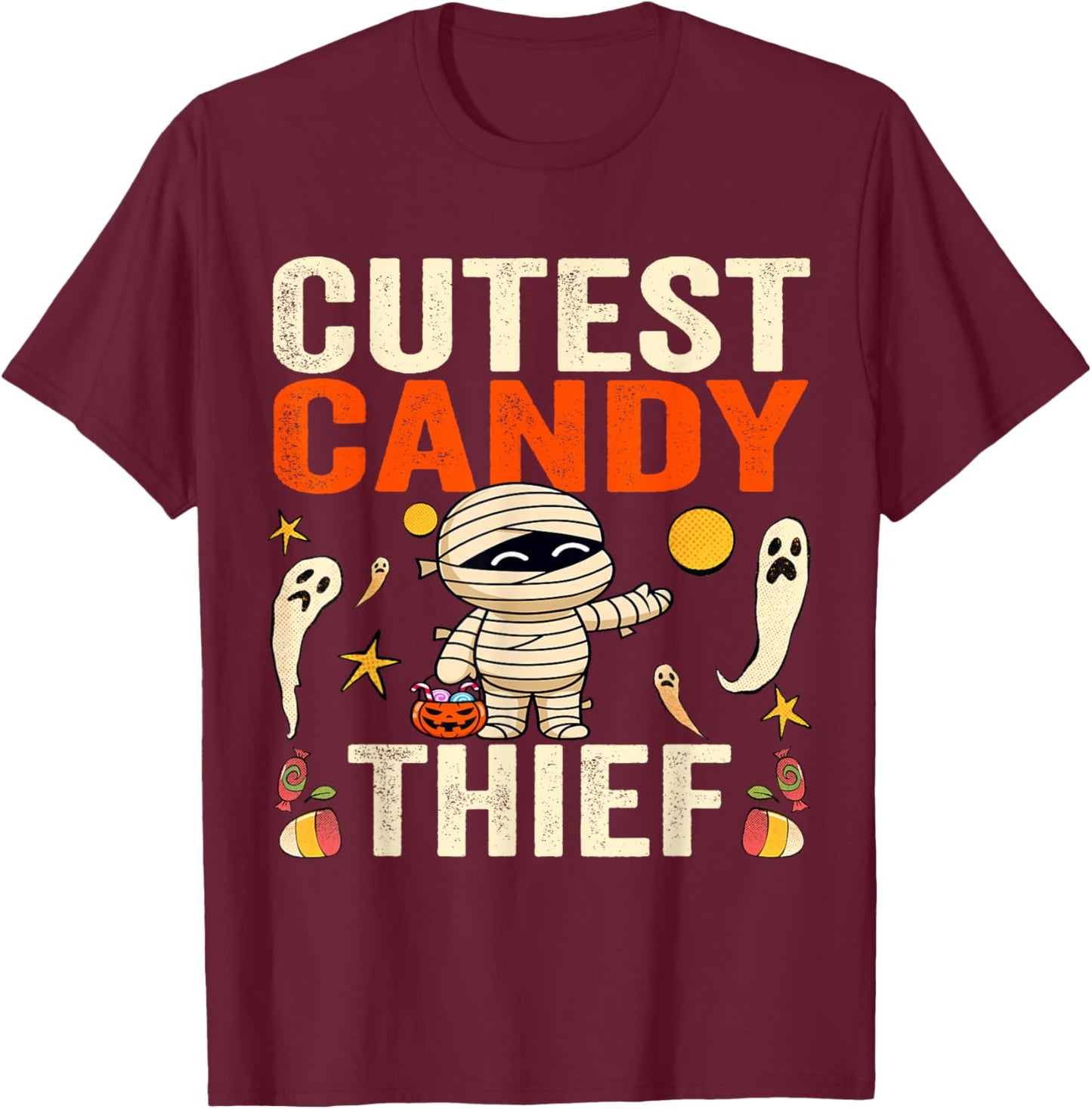 Cutest Candy Thief Funny Trick-Or-Treat Halloween Kids T-Shirt - T-Shirt | Maroon