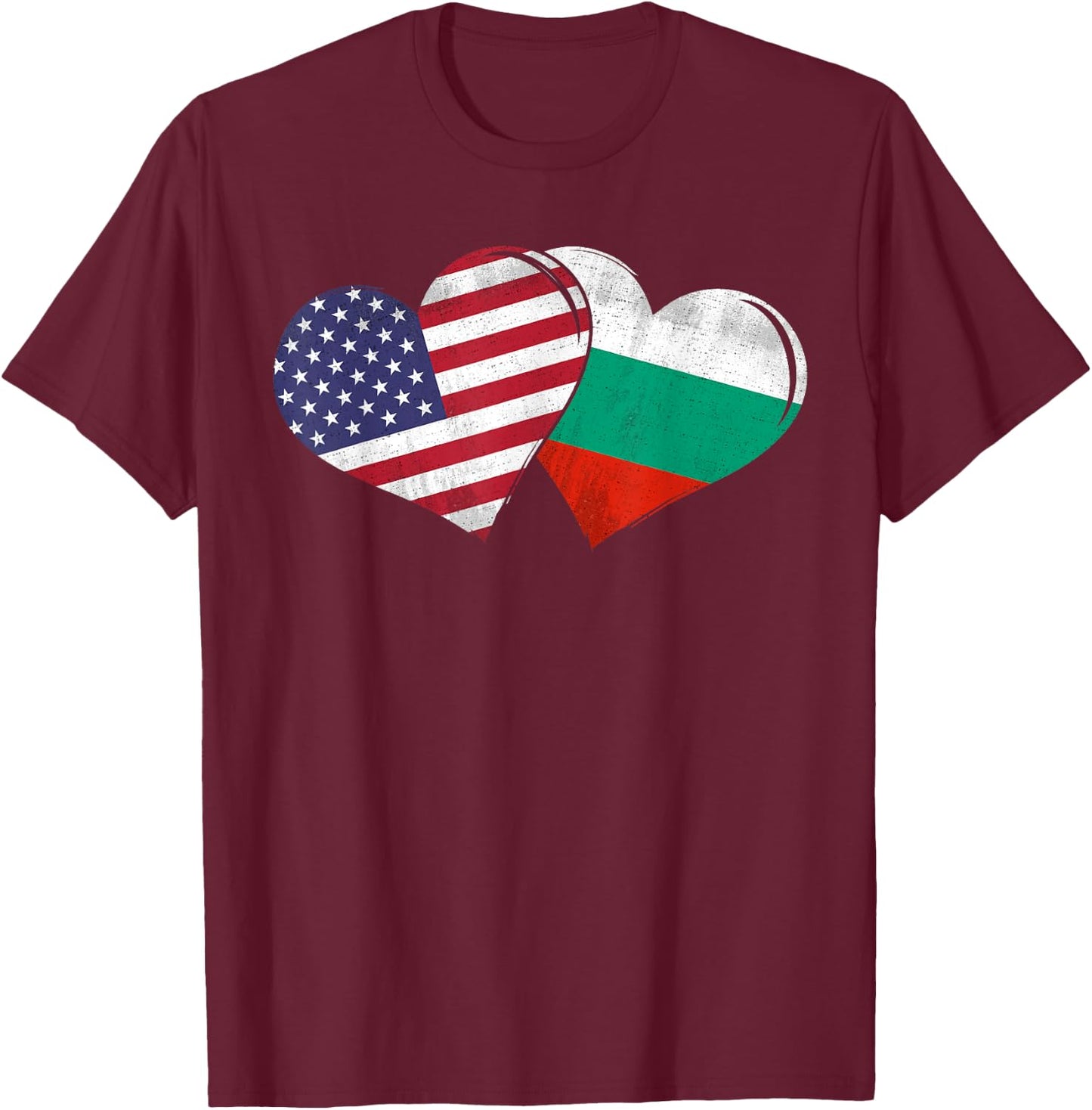 Vintage Bulgaria - American Flag Heart For Bulgarian T-Shirt - T-Shirt | Maroon