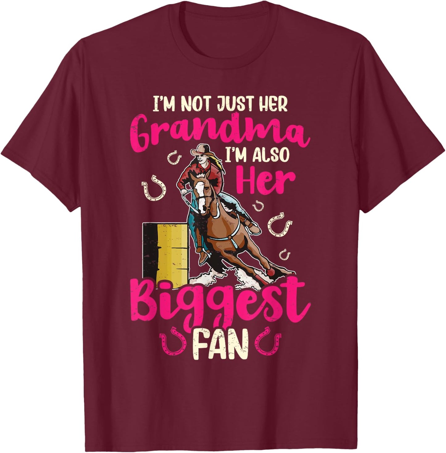 Grandma Barrel Racer Fan Barrel Racing Horse Rodeo Women T-Shirt - T-Shirt | Maroon