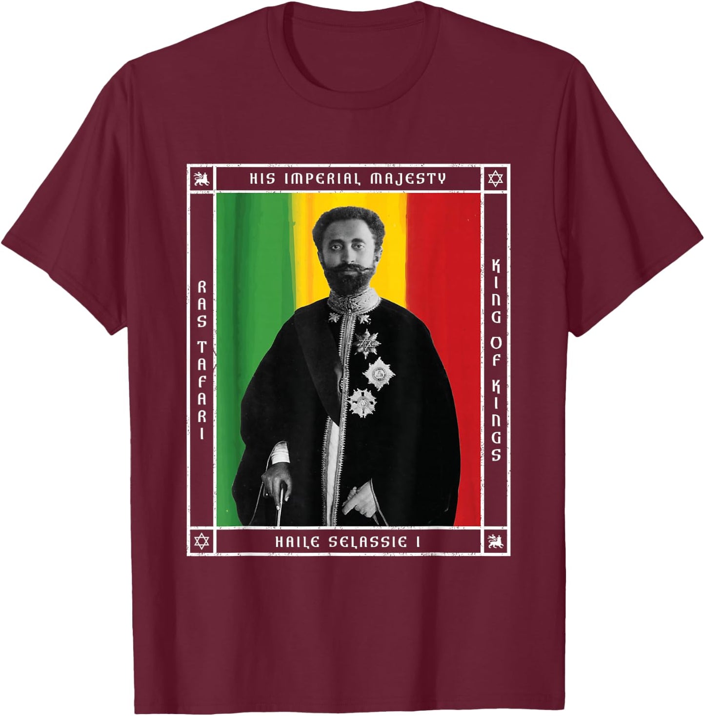 His Imperial Majesty Haile Selassie I T-Shirt - T-Shirt | Maroon