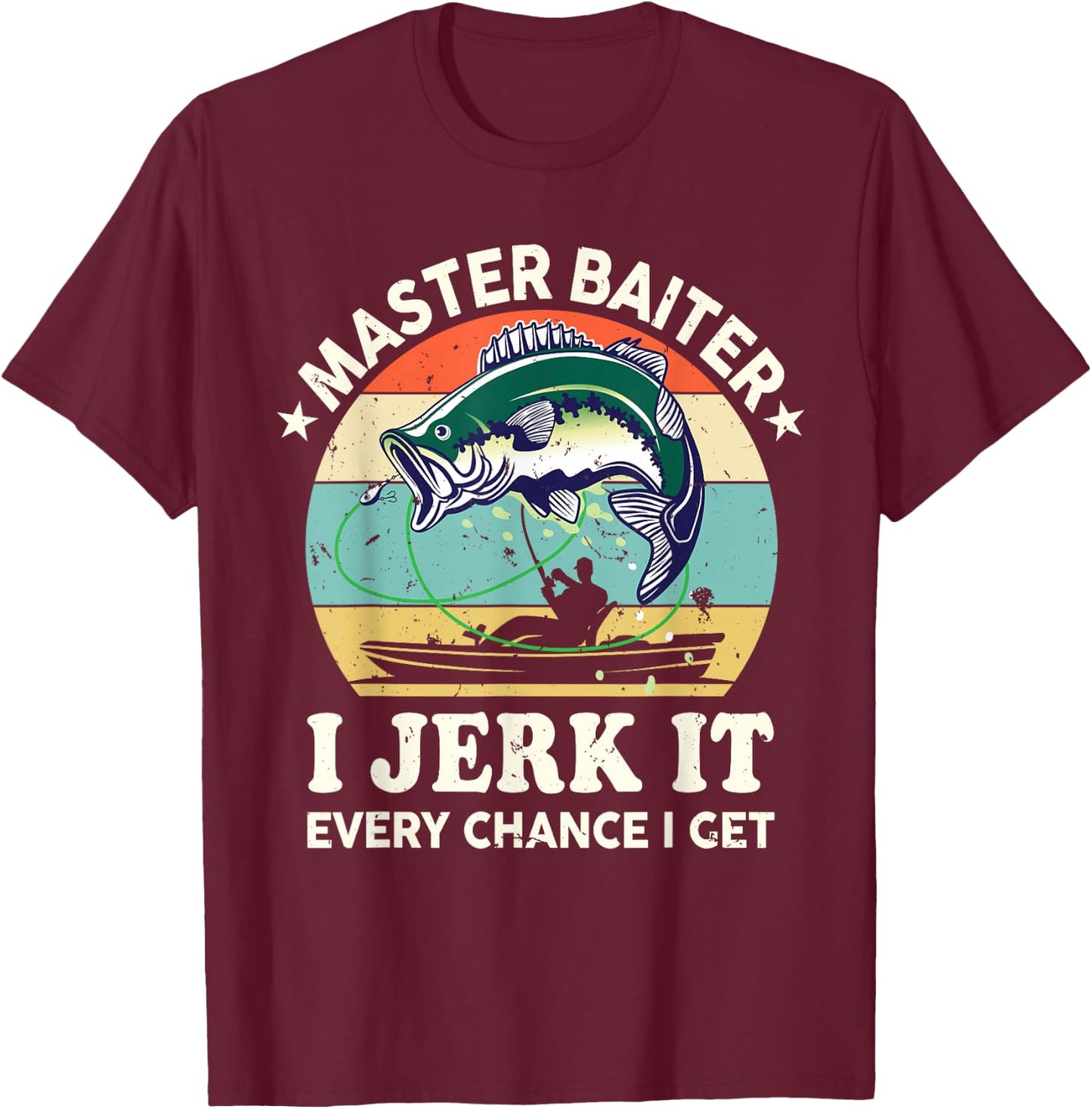 Master-Baiter Kayak Fishing-Shirt Dad Grandpa Bass Fish T-Shirt - T-Shirt | Maroon