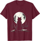 Cat Nature Moon Animal Illustration Art Graphic Motif Cat T-Shirt - T-Shirt | Maroon