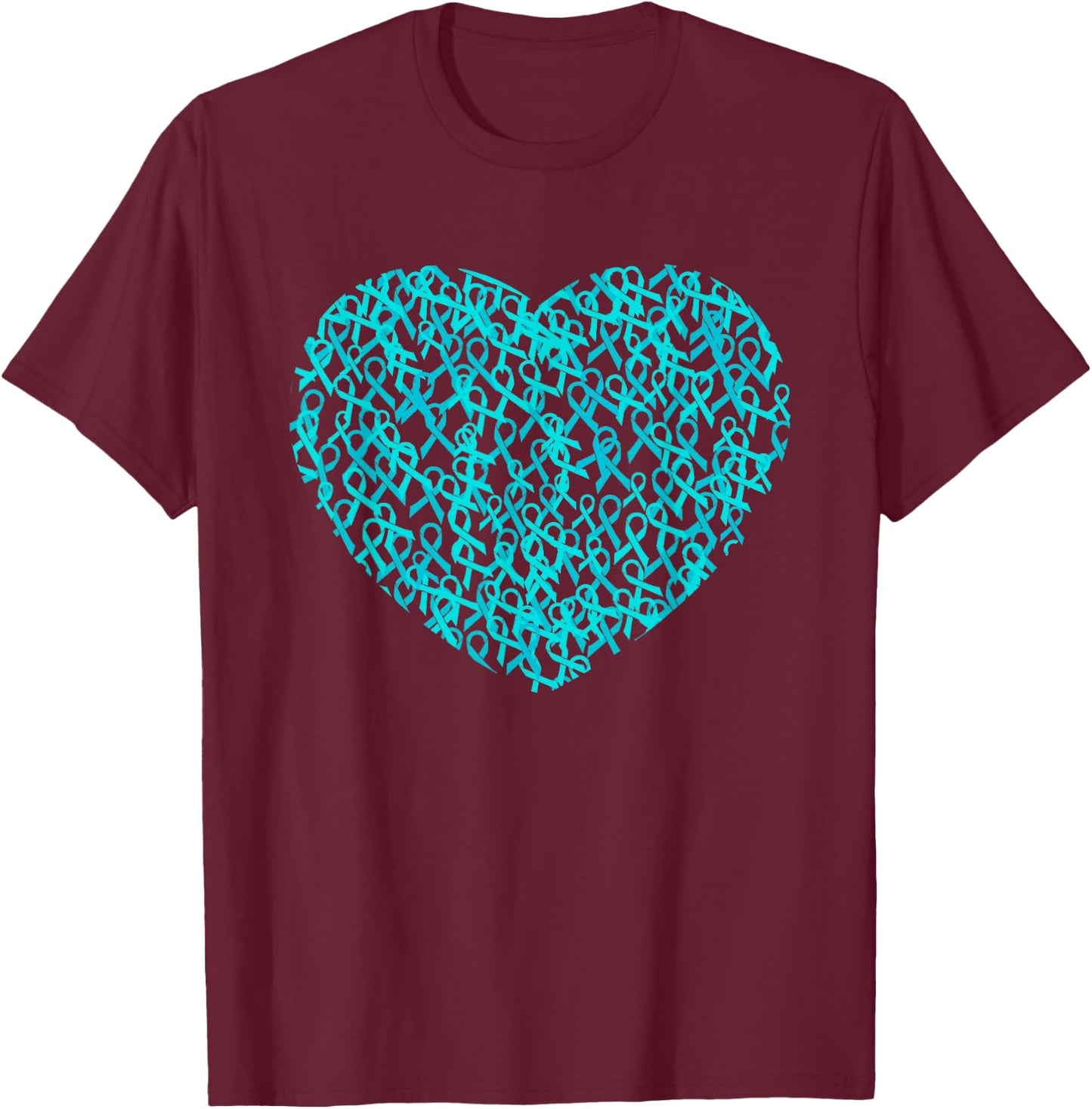 Ovarian Cancer Awareness Month Support Teal Ribbon T-Shirt - T-Shirt | Maroon