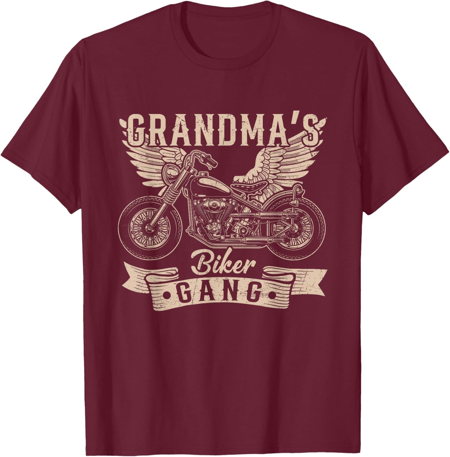 Grandma's Biker Gang Proud Motorcycle Rider Mothers Day T-Shirt - T-Shirt | Maroon