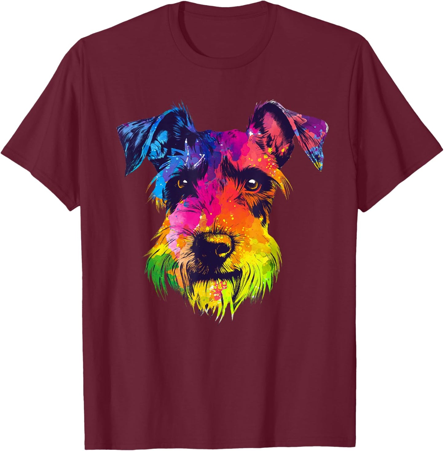 Mini Schnauzer Art Women Miniature Schnauzer Lovers T-Shirt - T-Shirt | Maroon