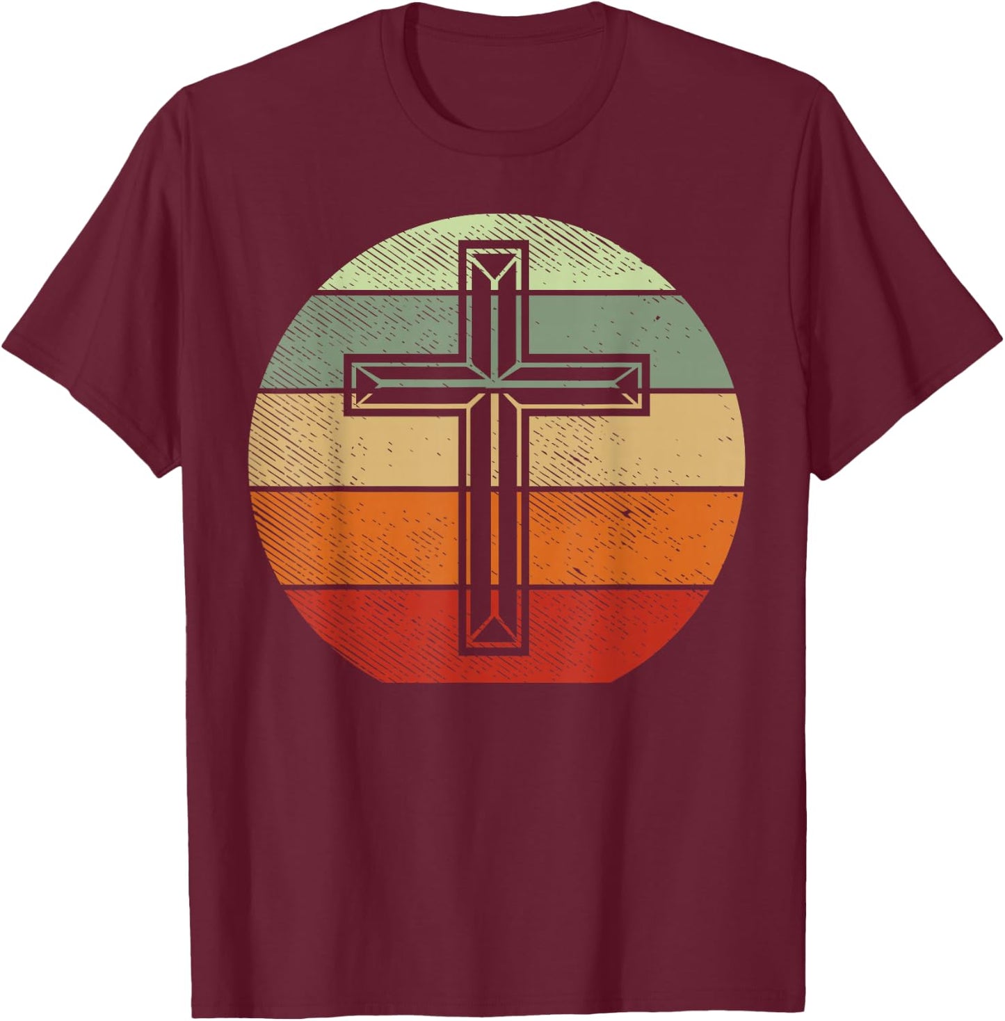 Jesus Retro Cross Christ God Faith Religious Christian Gift T-Shirt - T-Shirt | Maroon