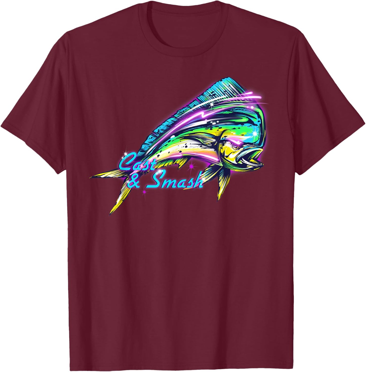 MAHI MAHI Dolphin Fish 80's Style T Shirt T-Shirt - T-Shirt | Maroon