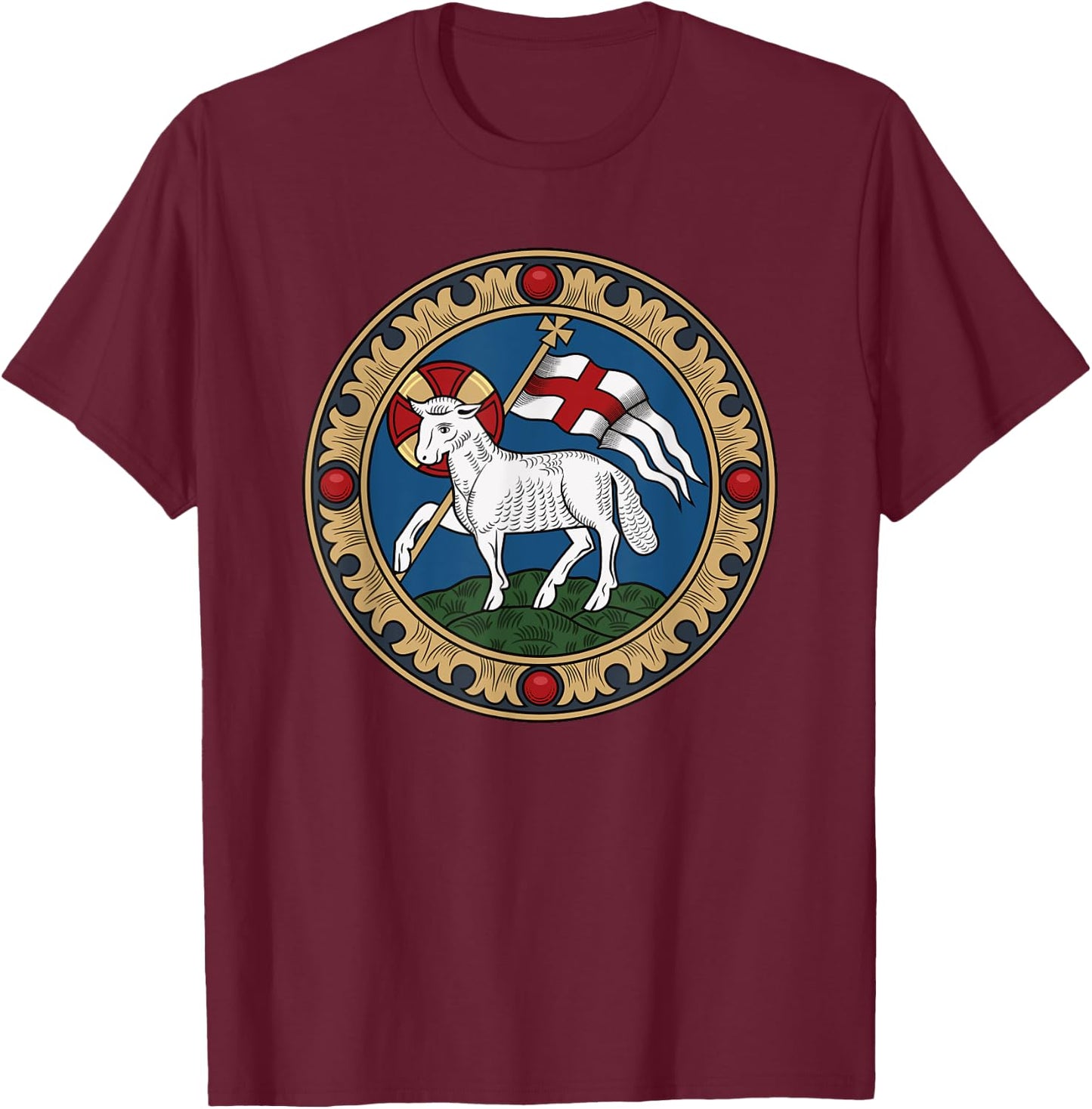 Agnus Dei Lamb of God Jesus Christ T-Shirt - T-Shirt | Maroon