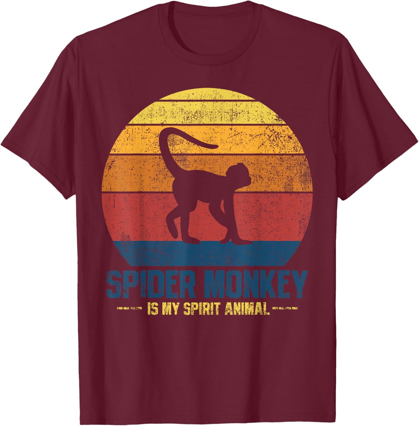 Spider Monkey Vintage T-Shirt - T-Shirt | Maroon