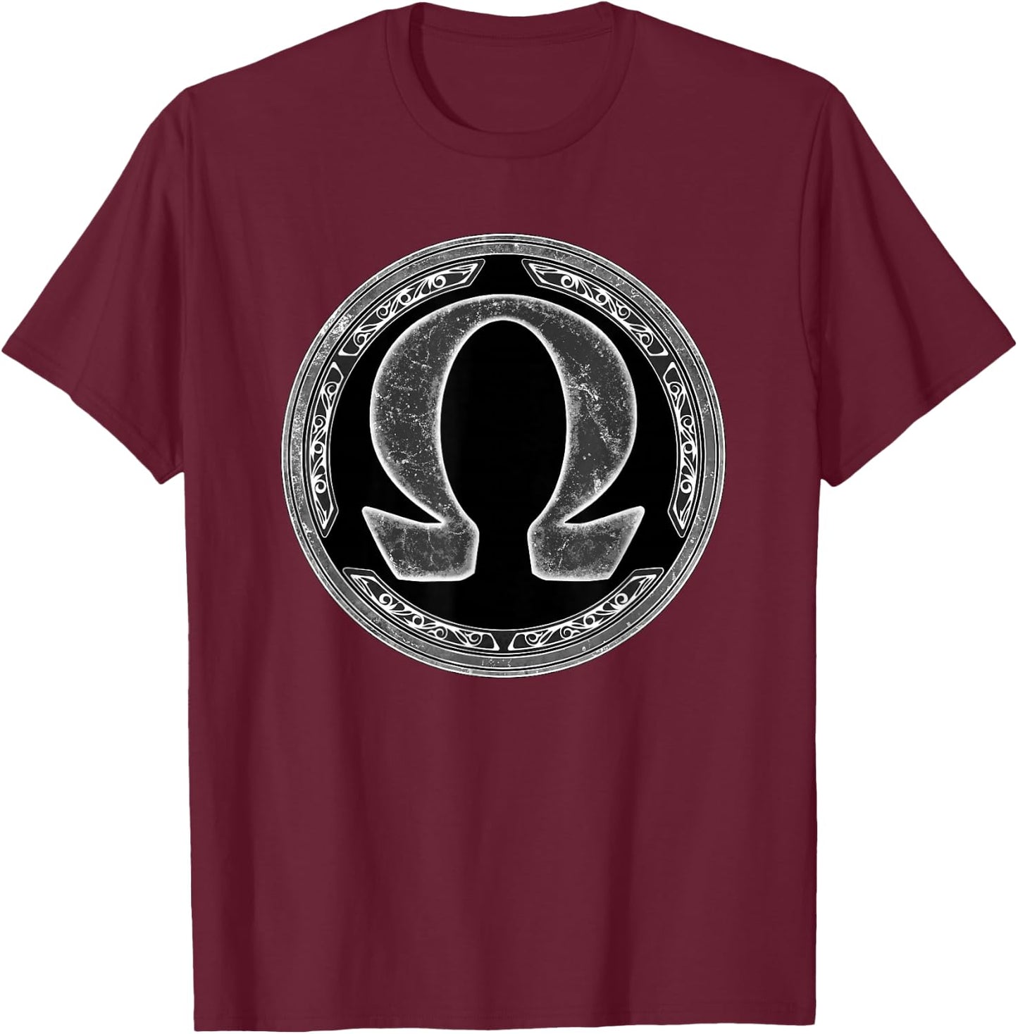Greek Alphabet Omega Symbol T-Shirt - T-Shirt | Maroon