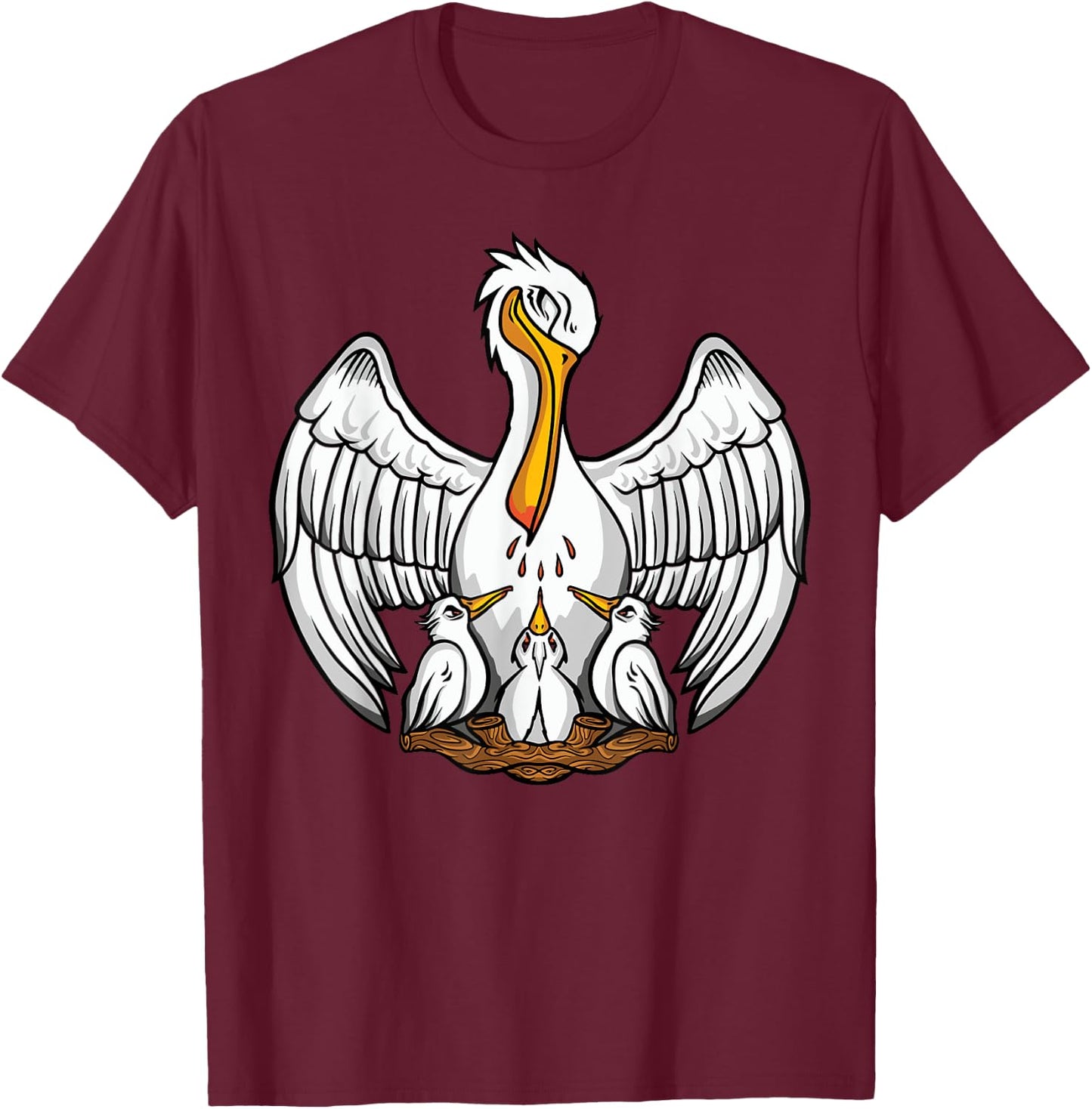 Pelican in Her Piety Catholic Symbols Traditional Latin Mass T-Shirt - T-Shirt | Maroon