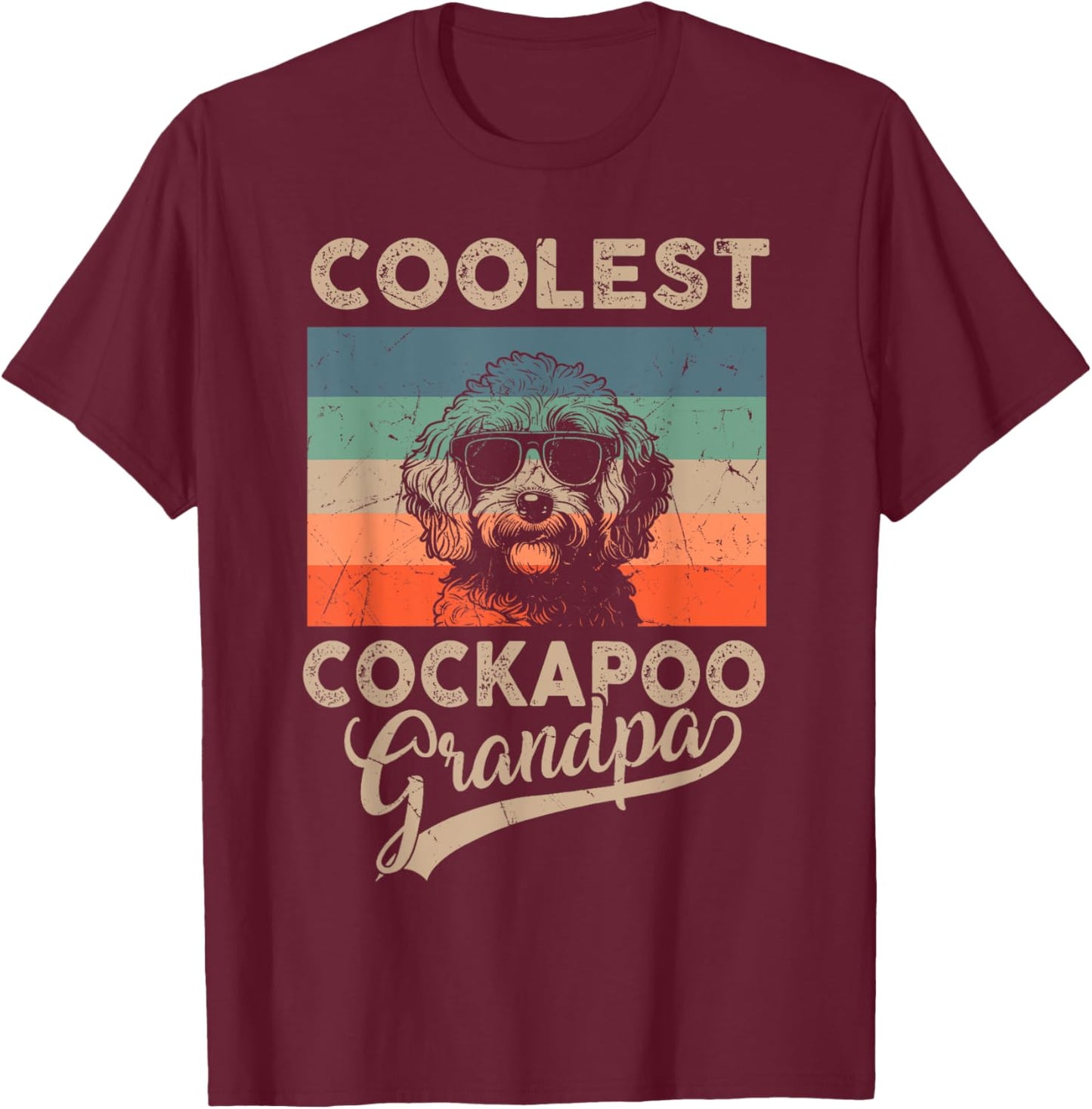 Coolest Cockapoo Grandpa Gifts Dad Funny Dog Grandpa Retro Women Girls Kids T-Shirt - T-Shirt | Maroon
