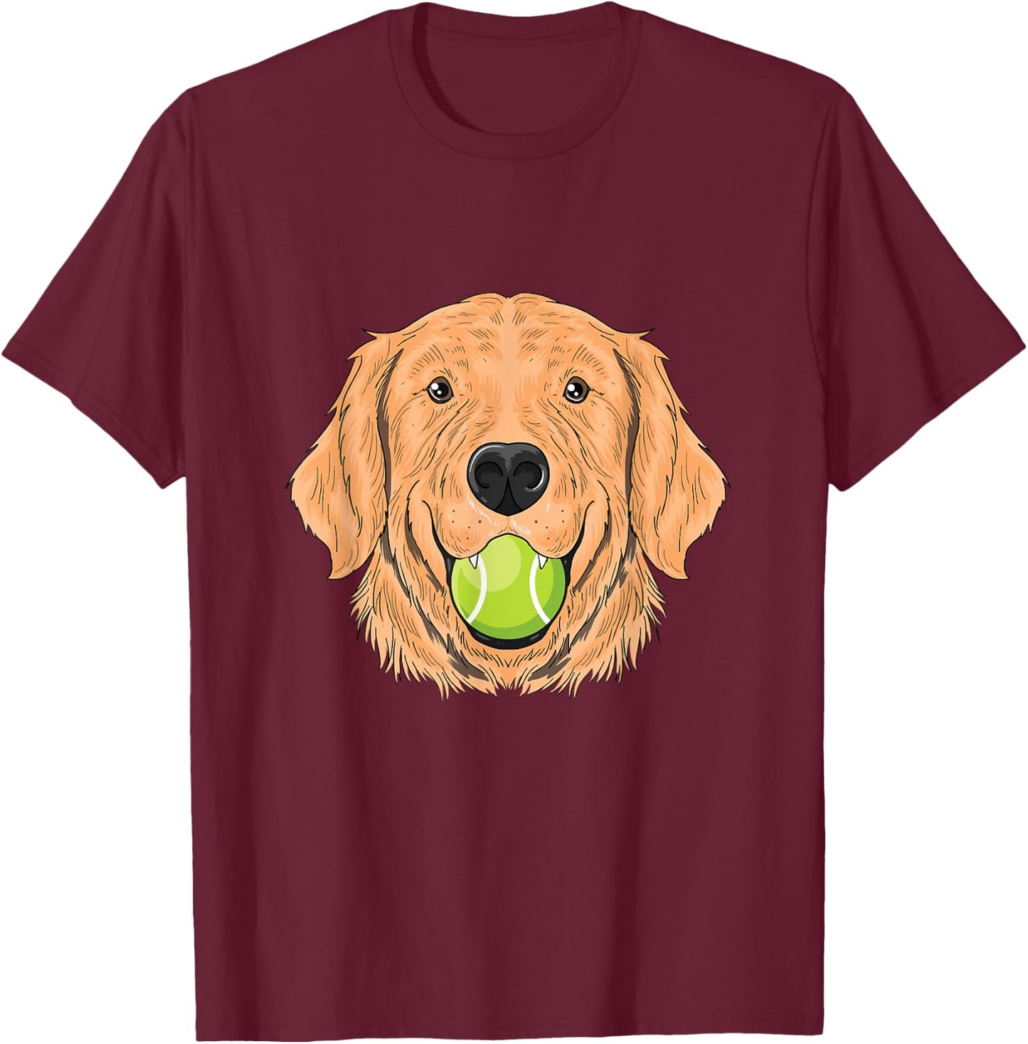 Dog Tennis Ball Golden Retriever Court Racket Trainer Gift T-Shirt - T-Shirt | Maroon