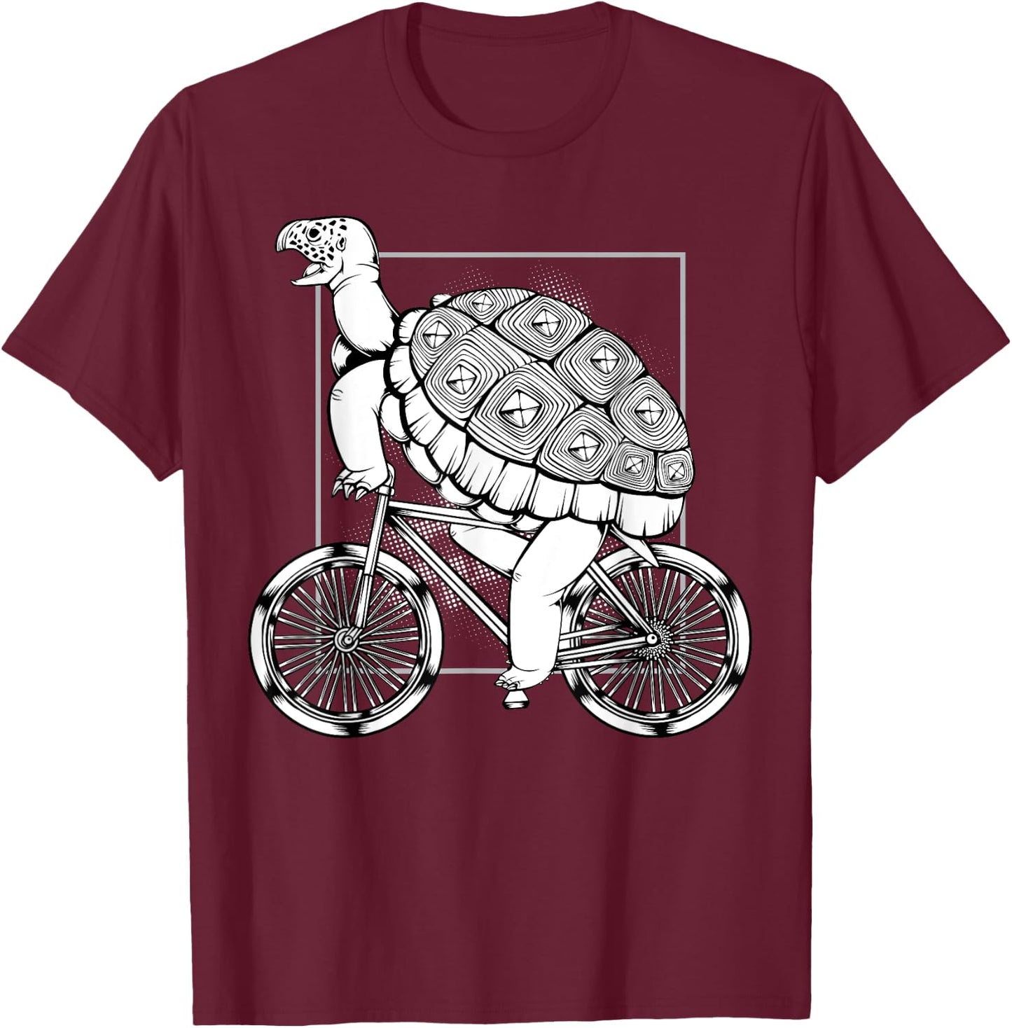 Turtle Cycling Bicycle Bicycling Riding Biking Tortoise T-Shirt - T-Shirt | Maroon