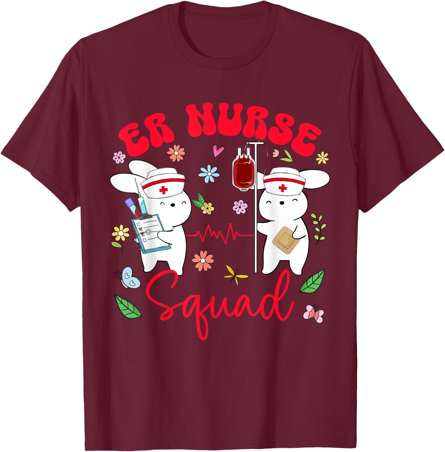 ER Nurse Easter Bunny Squad Emergency Department Room Women T-Shirt - T-Shirt | Maroon