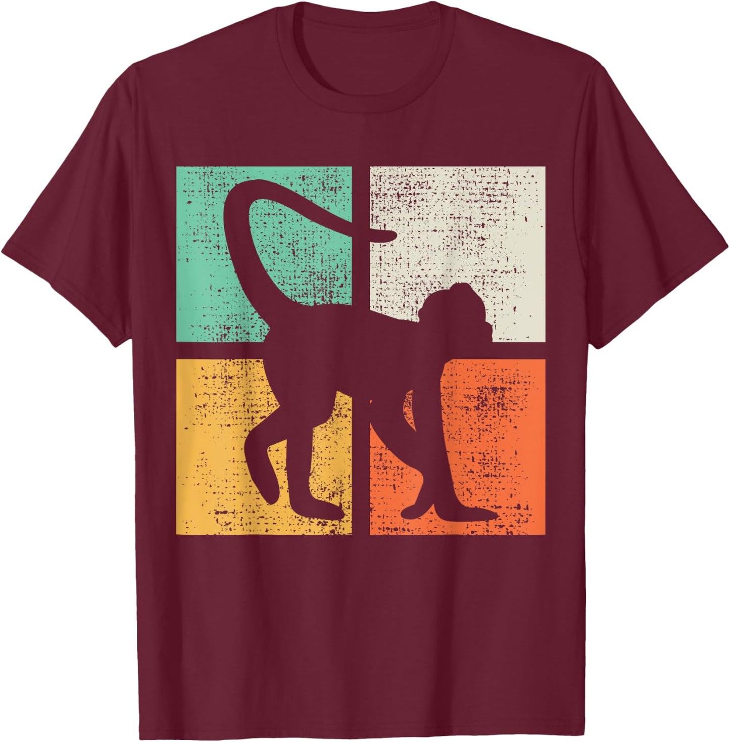 Spider Monkey Retro Vintage T-Shirt - T-Shirt | Maroon