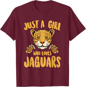 Just a Girl Who Loves Jaguars Funny Jaguar Women Girl T-Shirt - T-Shirt | Maroon