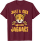 Just a Girl Who Loves Jaguars Funny Jaguar Women Girl T-Shirt - T-Shirt | Maroon