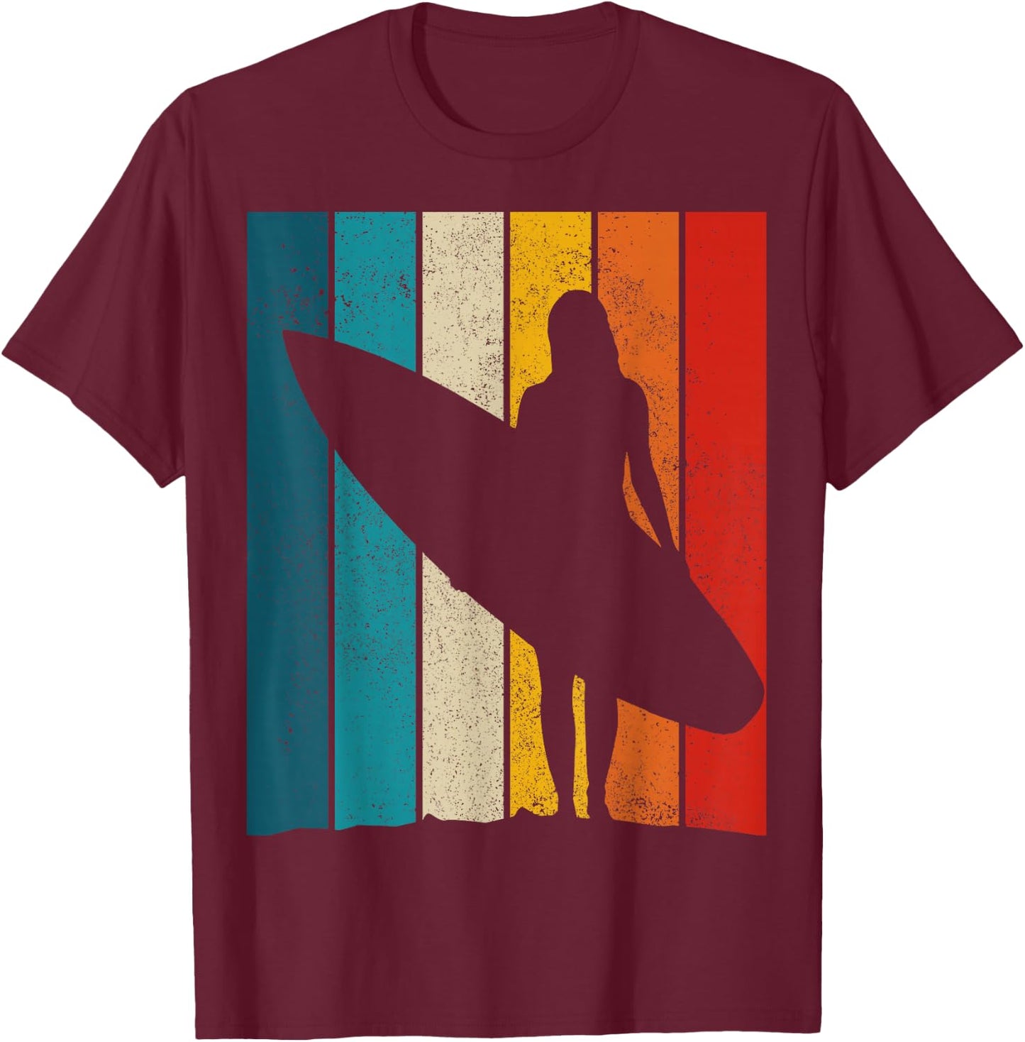 Surfer Girl Vintage Surf Beach Surfing Surfing Surfing Gift T-Shirt - T-Shirt | Maroon