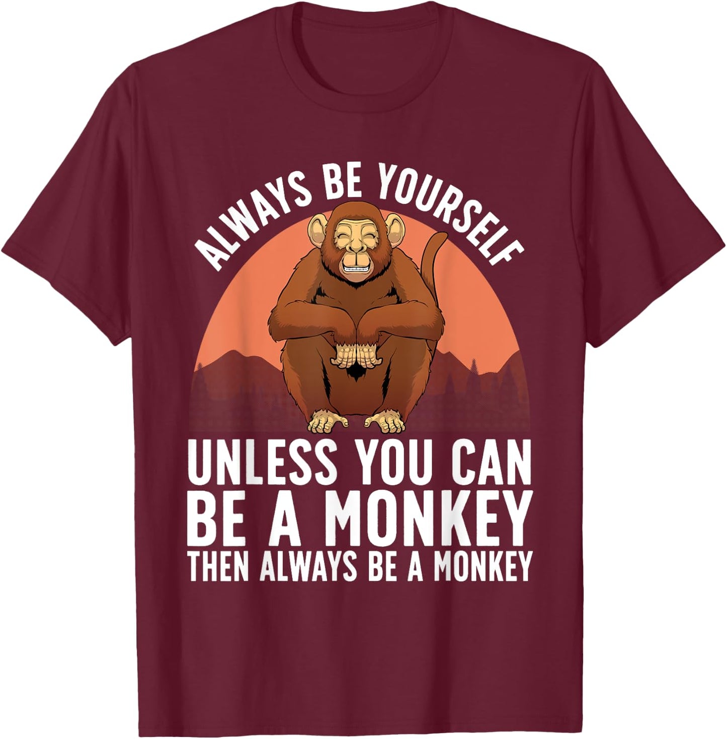 Funny Monkey Design Women Kids Animal Monkey Lover T-Shirt - T-Shirt | Maroon