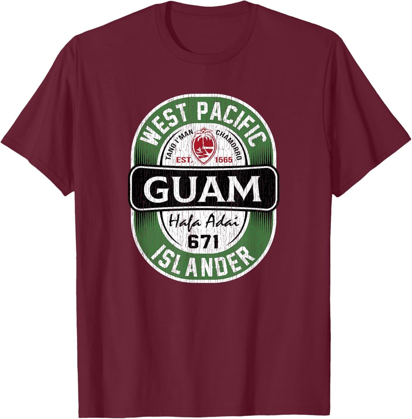 Hafa Adai - Vintage Guam T-Shirt - T-Shirt | Maroon