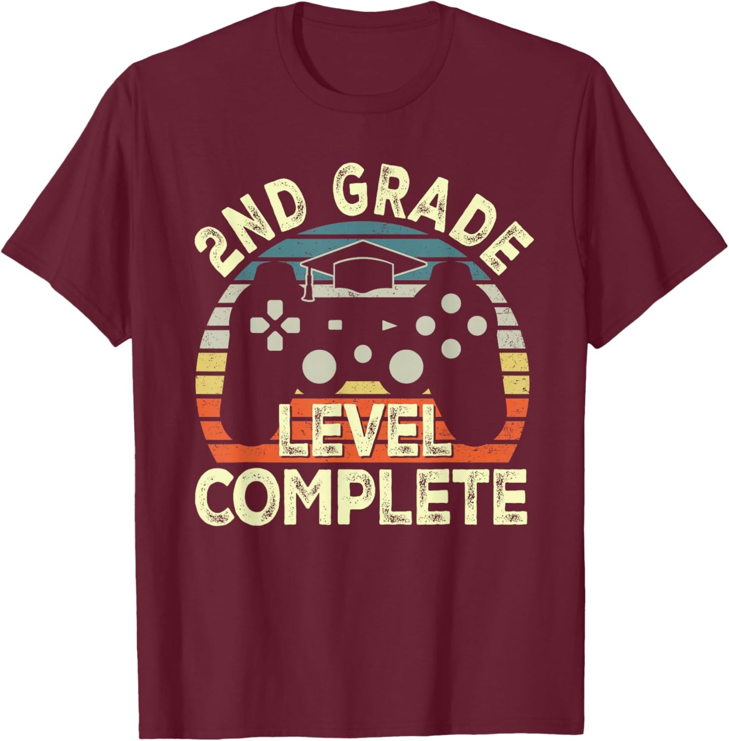 2nd Grade Level Complete Video Game Last Day Of School T-Shirt - T-Shirt | Maroon