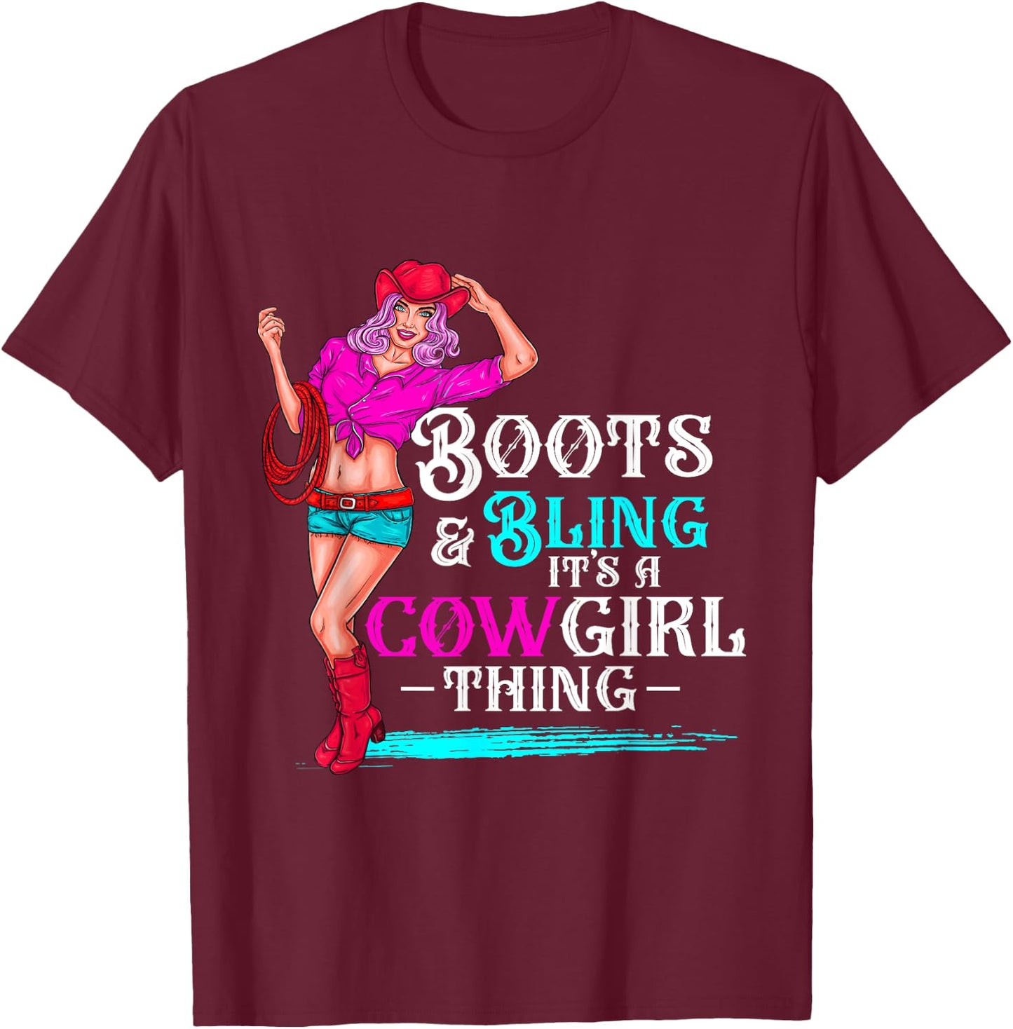 boots & bling it's a cowgirl thing Western women T-Shirt - T-Shirt | Maroon