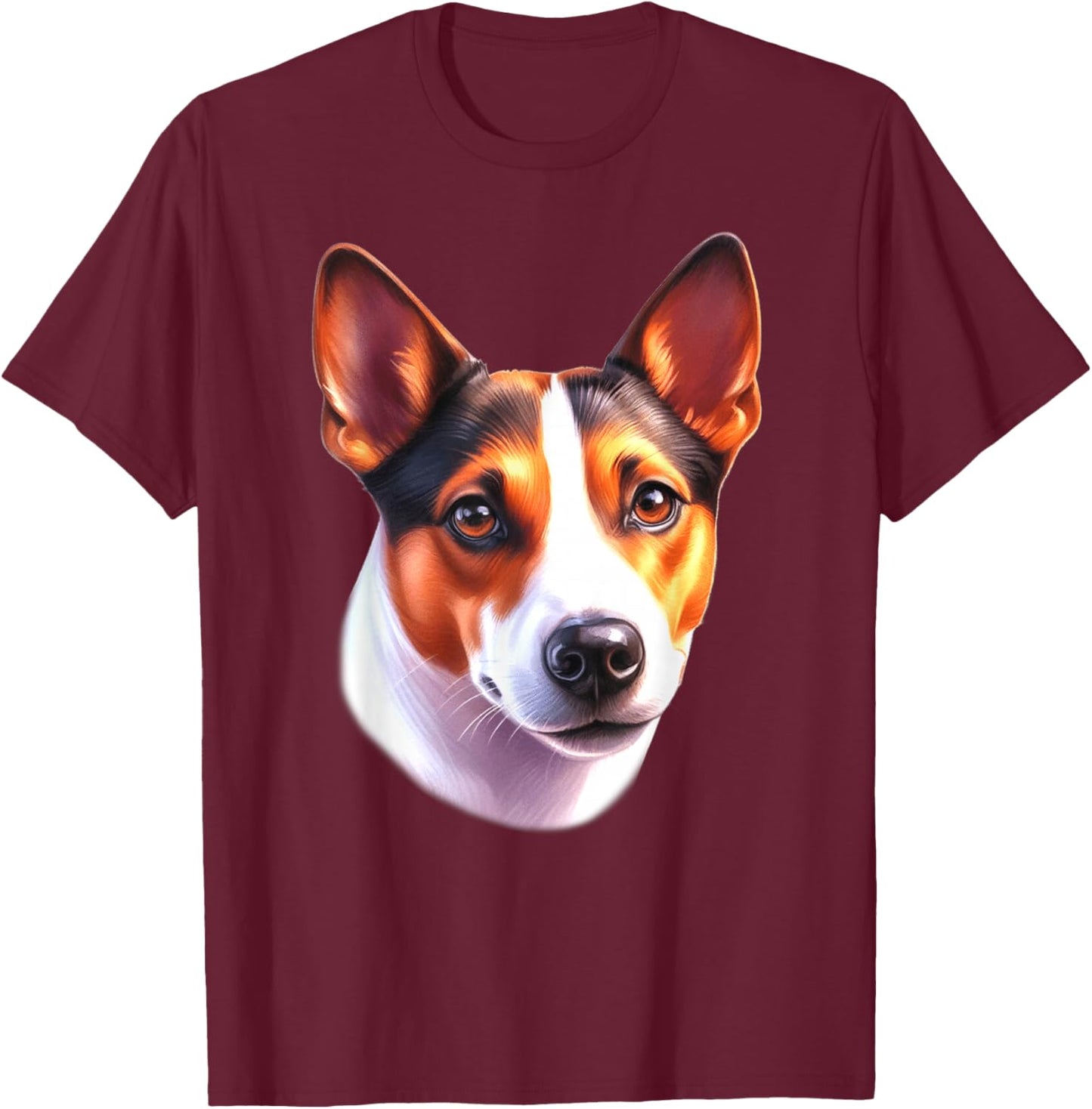 Basenji Dog Portrait T-Shirt - T-Shirt | Maroon