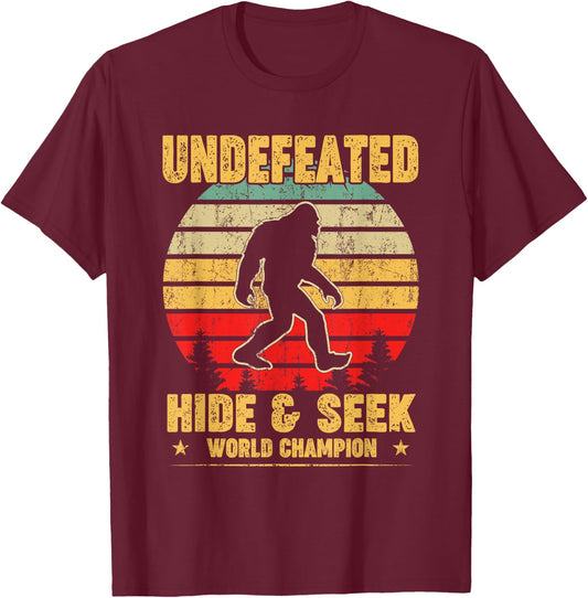 Undefeated Hide and Seek World Champion Bigfoot T Shirt T-Shirt - T-Shirt | Maroon
