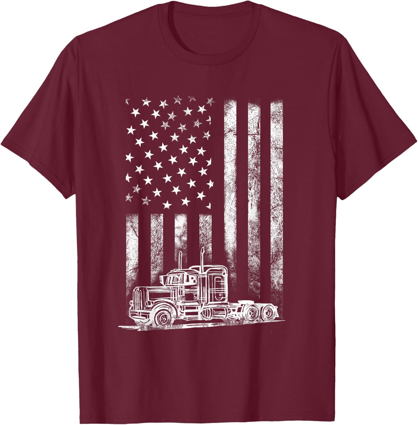 Truck Driver American Flag Trucker Vintage Men Women Gift Small T-Shirt - T-Shirt | Maroon