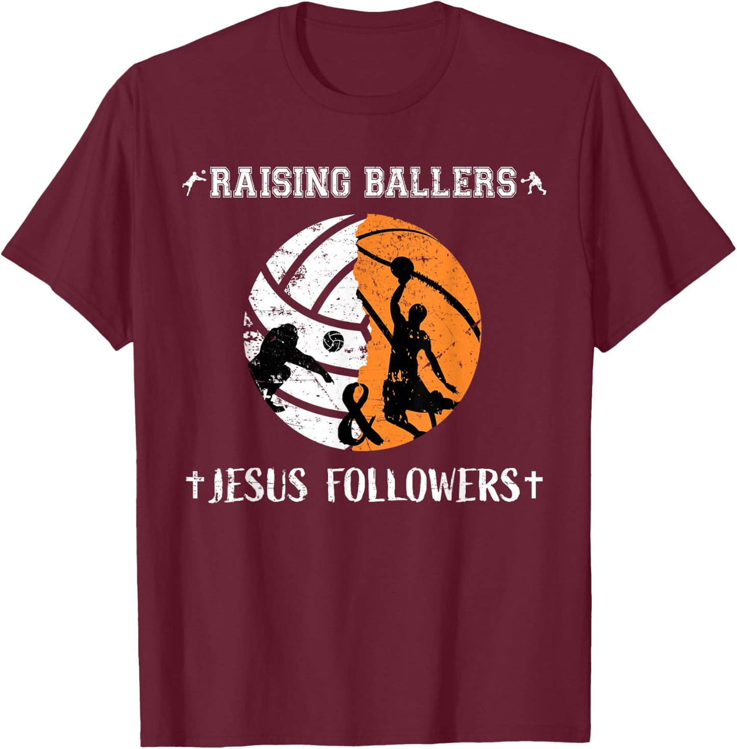 Jesus Basketball Dad Shirts Men Women Gifts Volleyball Mom T-Shirt - T-Shirt | Maroon