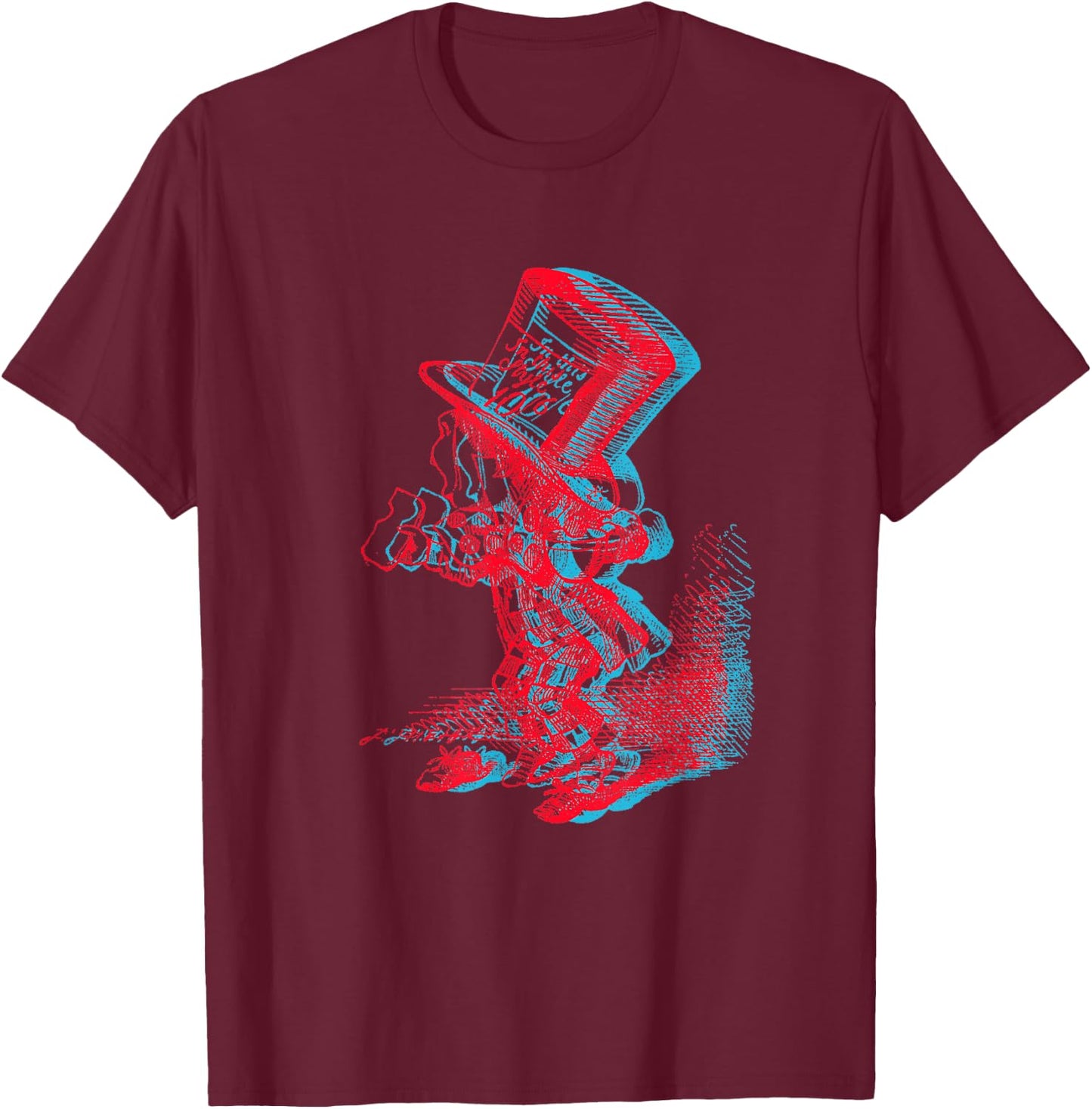 Mad Hatter Anaglyph T-Shirt - T-Shirt | Maroon