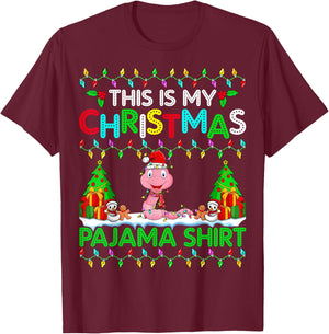 Worm Christmas Xmas Santa Hat Pajama Shirt - Worm Lover T-Shirt - T-Shirt | Maroon
