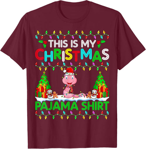 Worm Christmas Xmas Santa Hat Pajama Shirt - Worm Lover