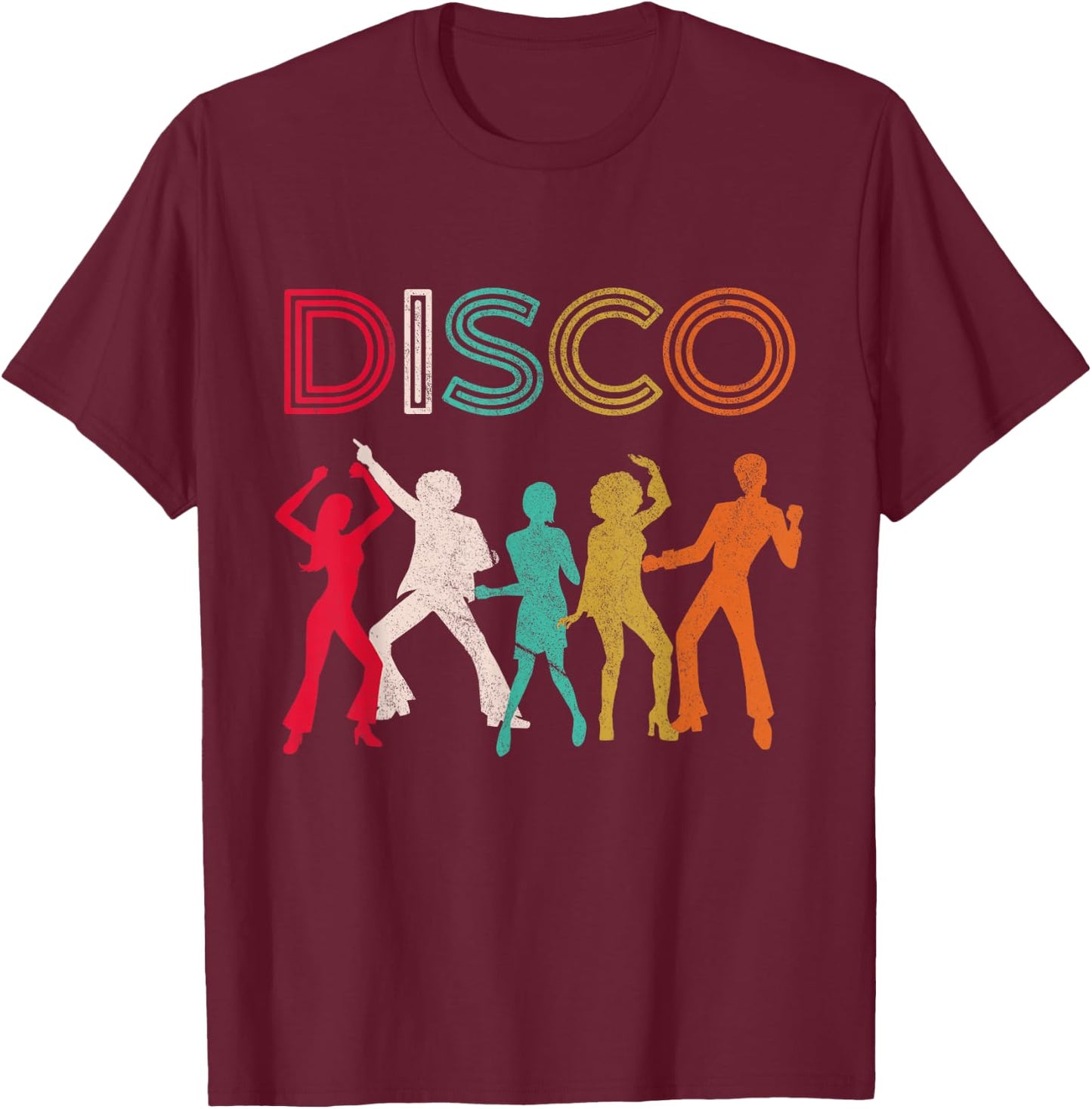 Disco 70s Disco Themed Vintage Retro Dancing T-Shirt - T-Shirt | Maroon