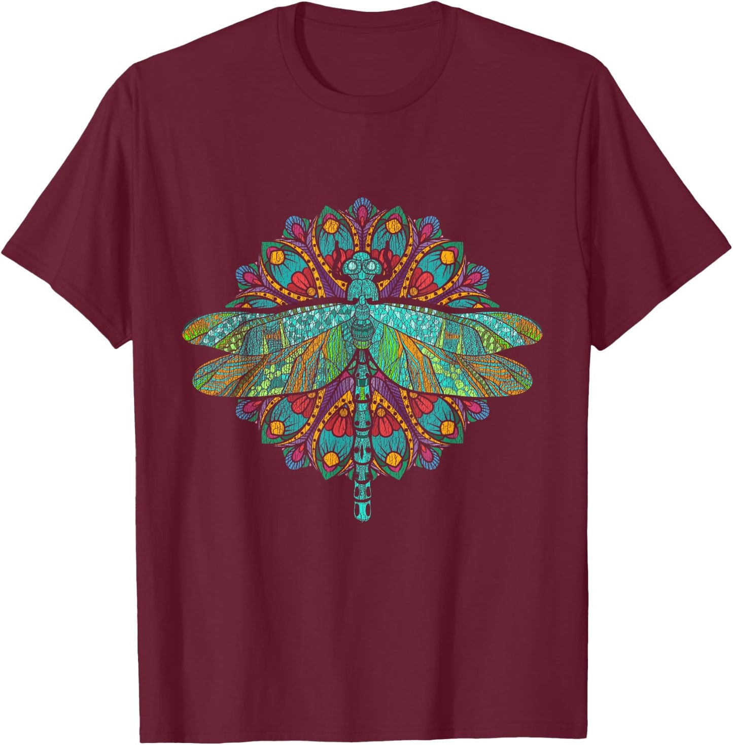 Wildlife Insect Animal Lover Hippie Gift Nature Dragonfly T-Shirt - T-Shirt | Maroon