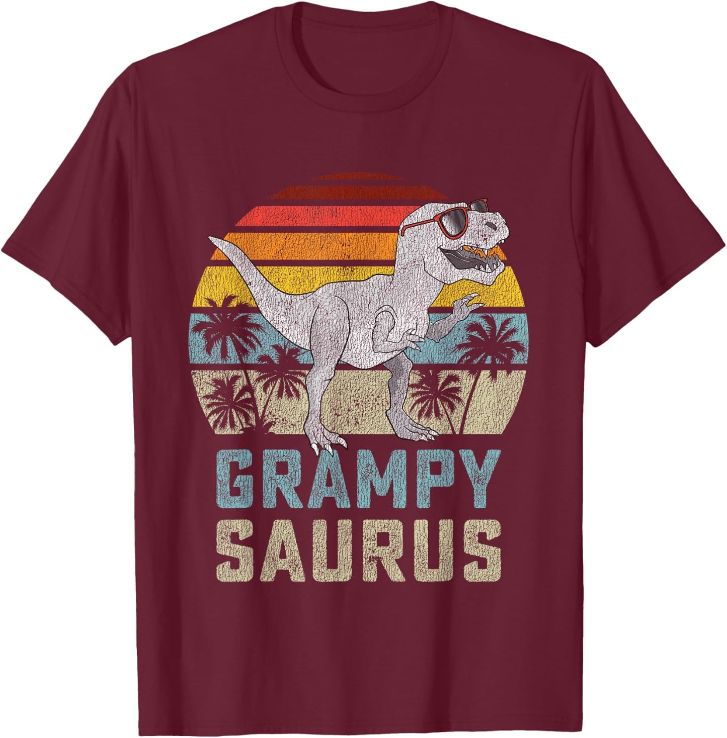 Grampysaurus T Rex Dinosaur Grampy Saurus Family Matching T-Shirt - T-Shirt | Maroon