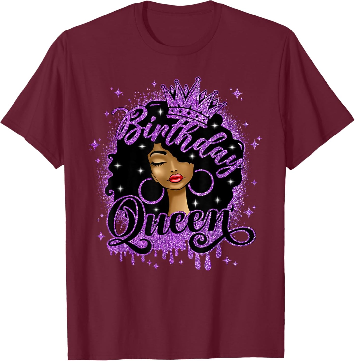 Birthday Queen Curly Afro Black Women It's My Birthday T-Shirt - T-Shirt | Maroon