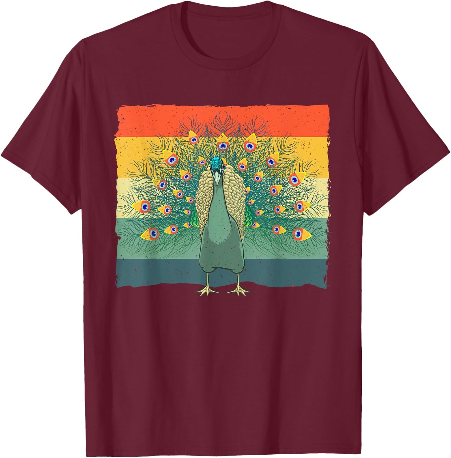 Cool Peacock Design Women Kids Vintage Peacock Lover T-Shirt - T-Shirt | Maroon