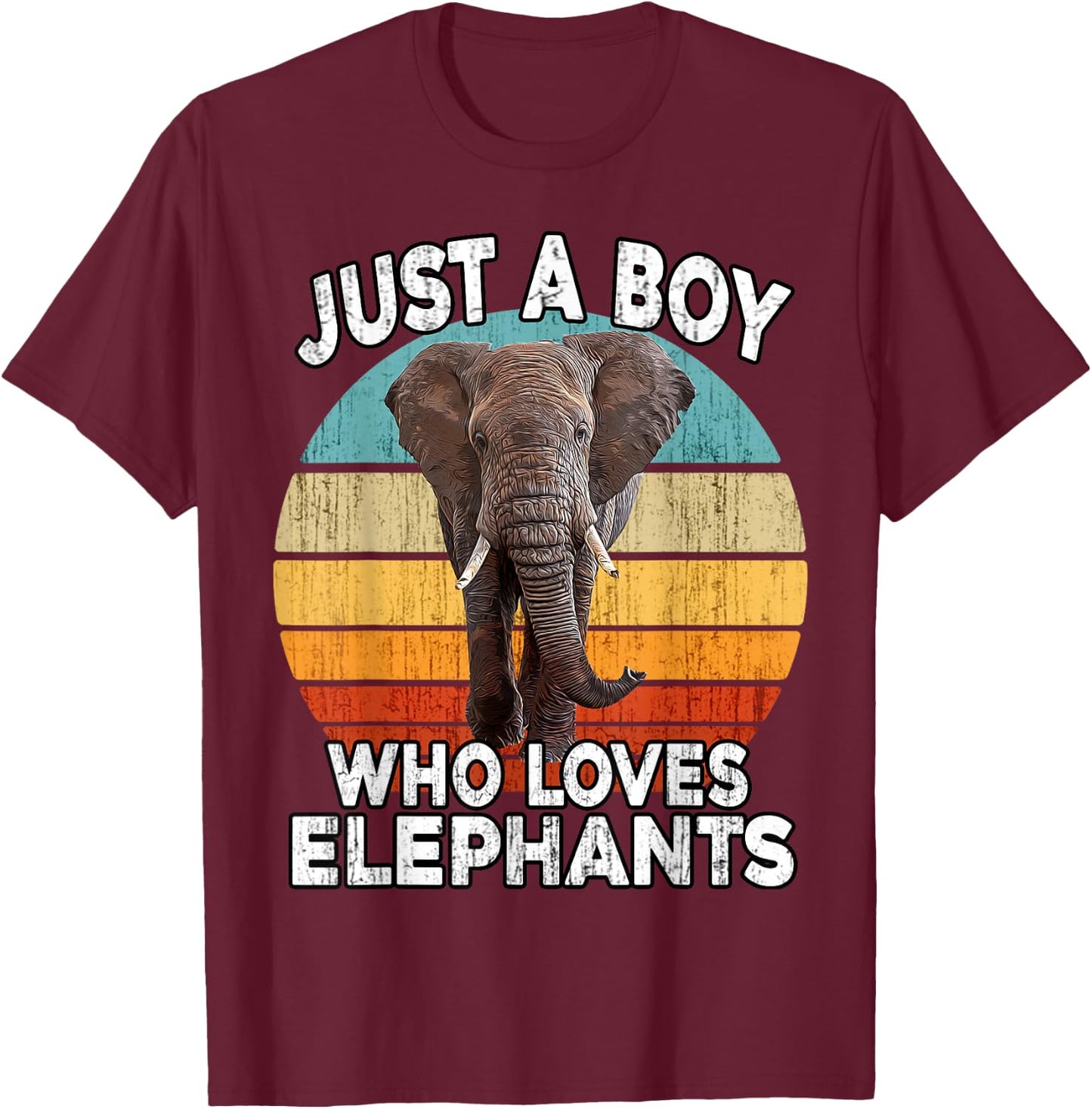Funny Elephant Lovers - Just A Boy Who Loves Elephants T-Shirt - T-Shirt | Maroon