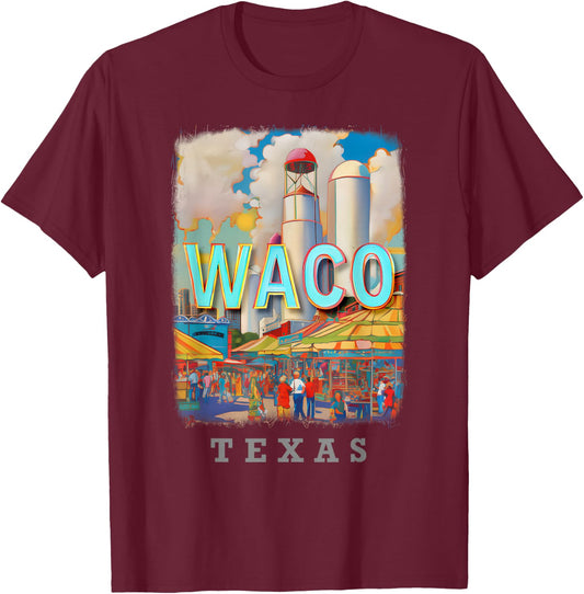 Waco Texas TX Magnolia Silos SD884 T-Shirt - T-Shirt | Maroon