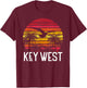 Key West Florida Vintage Retro Beach Palm Tree Surf Sunset T-Shirt - T-Shirt | Maroon