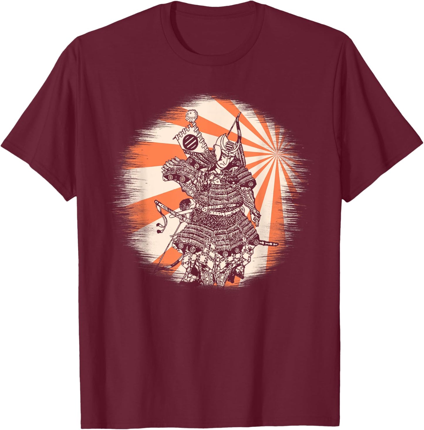 Japanese Art Samurai Japanese Retro Art Print T-Shirt - T-Shirt | Maroon