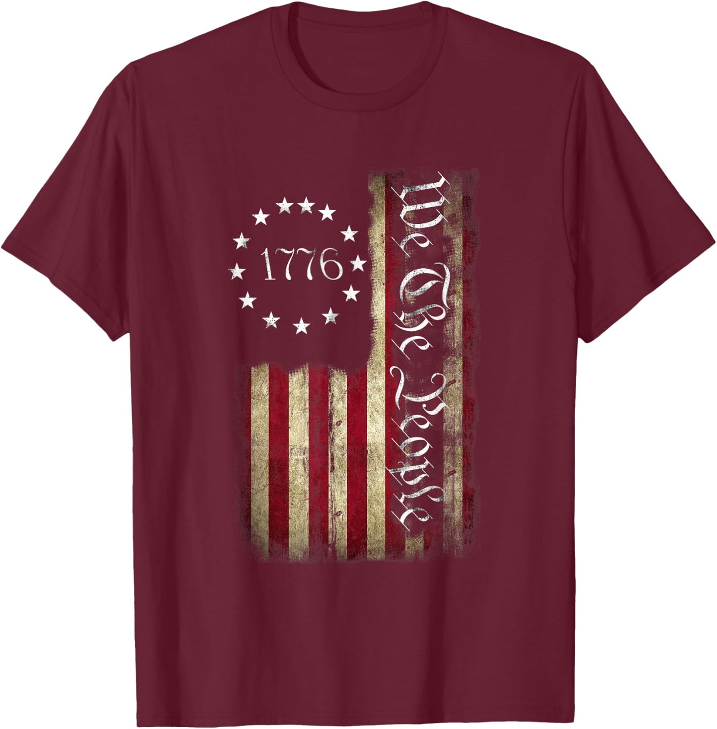 1776 We The People Patriotic American Constitution T-Shirt - T-Shirt | Maroon
