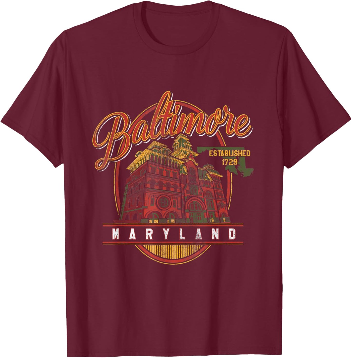 Baltimore, MD Vintage Beer Label Design T-Shirt - T-Shirt | Maroon