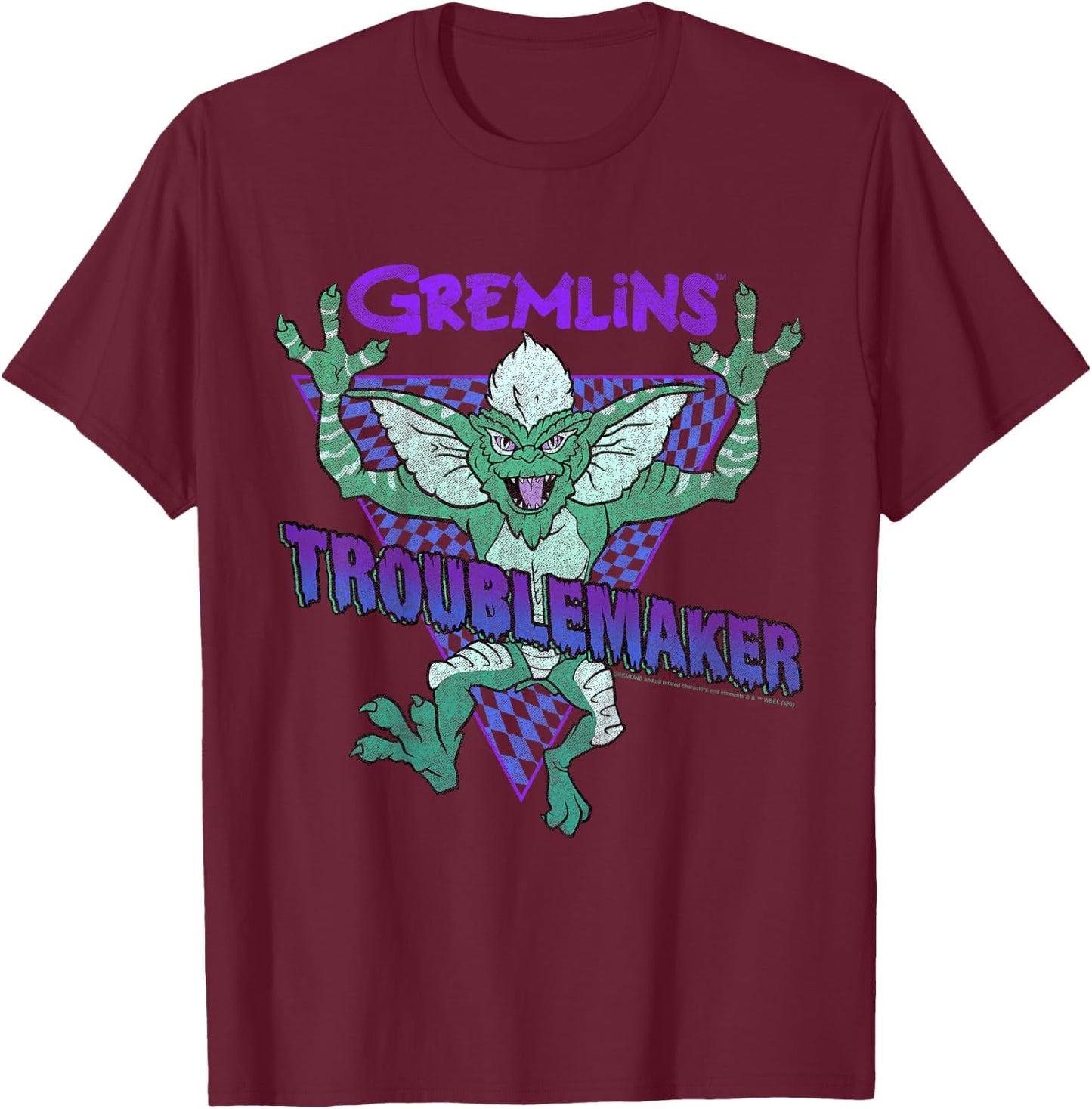 Kids Gremlins Stripe Troublemaker Portrait T-Shirt - T-Shirt | Maroon